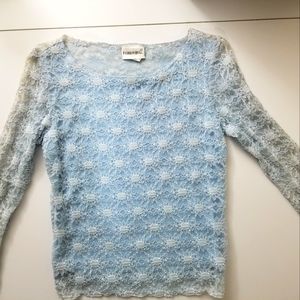 Fashion Bug long sleevelace top size small pale blue